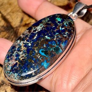 Stunning Dark Chessylite Blue Spar Azurite Pendant 2 1/2”